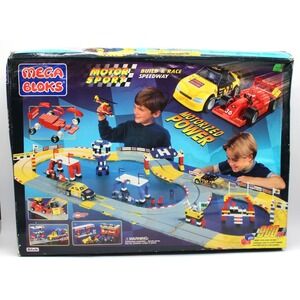 1996 MEGA BLOKS Motor Sport: Build & Race Speedway (9801) **SEALED** Damaged Box